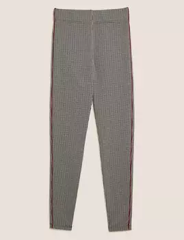 Леггинсы с высокой талией в полоску по бокам