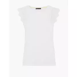 Майка прямого кроя из чистого хлопка с кружевной отделкой, Marks&amp;Spencer