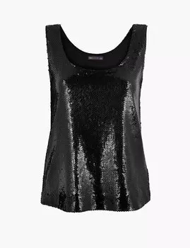 Майка с мерцающими пайетками на бретелях