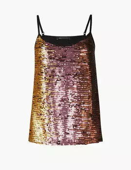 Майка с пайетками на бретелях