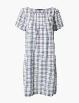 Мини-платье в клетку с коротким рукавом