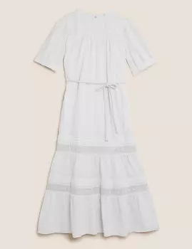 Многослойное платье из чистого хлопка с вышивкой