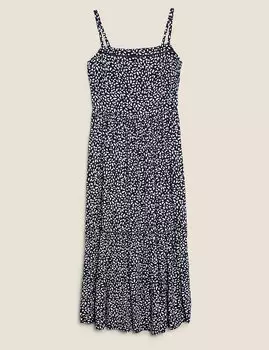 Многослойное платье мидакси с принтом