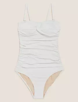 Многослойный купальник-бандо с коррекцией живота