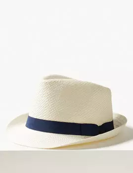 Мягкая мужская шляпа с контрастной лентой