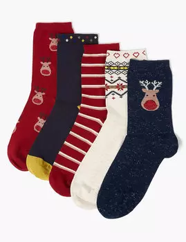Мягкие носки с рождественскими мотивами (5 шт.)