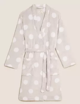 Мягкий короткий халат в горохи