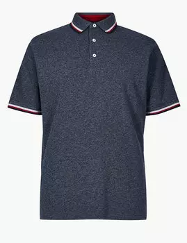 Мужская футболка-поло с полосками на воротнике и рукавах