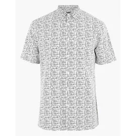 Мужская рубашка с коротким рукавом и геометрическим принтом, Marks&amp;Spencer