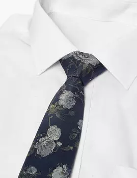 Мужской узкий галстук с цветочным принтом