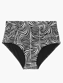 Низ купальника бикини с завышенной талией и монохромным принтом