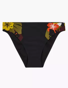 Нижняя часть купальника бикини с высоким вырезом по ноге и цветочным принтом