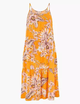 Ночная рубашка с тропическим принтом на бретельках