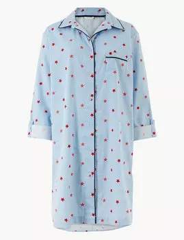 Ночная рубашка на пуговицах с принтом Звезды