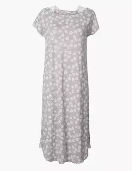 Ночная сорочка с кружевной отделкой с коротким рукавом