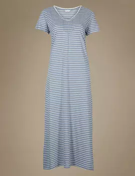 Ночная сорочка в горизонтальную полоску с коротким рукавом