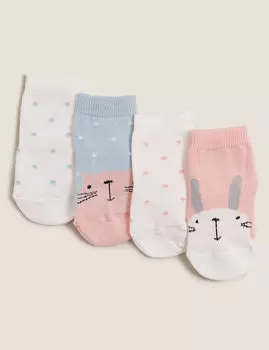Носки для новорожденного с изображением лица животных (4 шт)