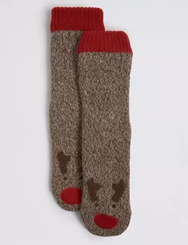 Носки из 100% акрила с аппликацией олень Рудольф