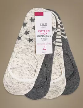 Носки короткие Freshfeet™ для тренировок с принтом "Полоски, горошки, звезды" (4 пар)