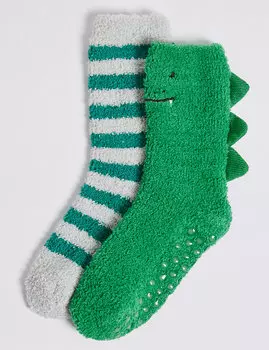 Носки с принтом Динозавр, набор 2 пары (1-14 лет)