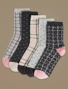 Носки высокие хлопковые, набор 5 пар