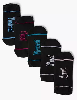 Носки женские для тренировок с надписью дни недели на французском языке (5 пар)