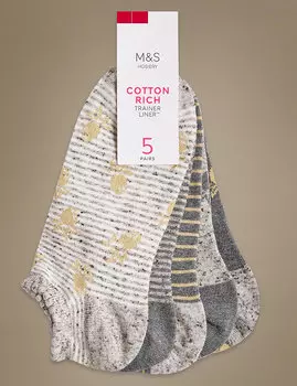 Носки женские короткие в полоску и с принтом Ананасики (5 пар)