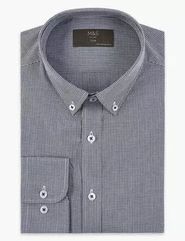 Облегающая хлопковая рубашка с технологией Easy to Iron