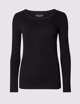 Облегающая однотонная футболка с длинным рукавом