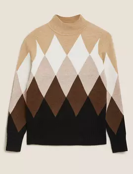 Облегающий джемпер с ромбовидным принтом