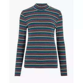 Облегающий топ в яркую полоску с воротником-стойкой, Marks&amp;Spencer