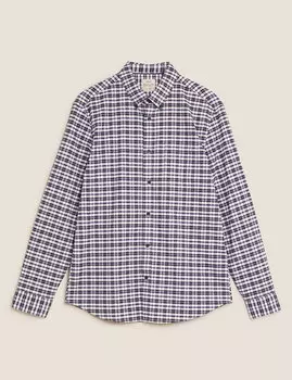 Оксфордская рубашка в клетку из чистого хлопка Easy Iron