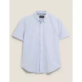Оксфордская рубашка в полоску из чистого хлопка, Marks&amp;Spencer