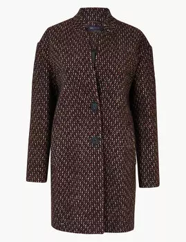 Пальто-кокон в елочку