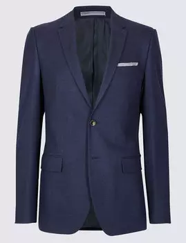 Пиджак индиго текстурированный узкого кроя