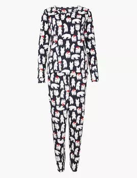 Пижама флисовая с принтом Белый медведь