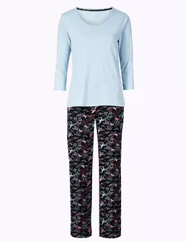 Пижама хлопковая с рукавом ? , принт "Единорог"