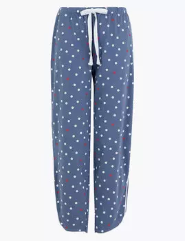 Пижамные брюки с принтом "горошки и сердца"