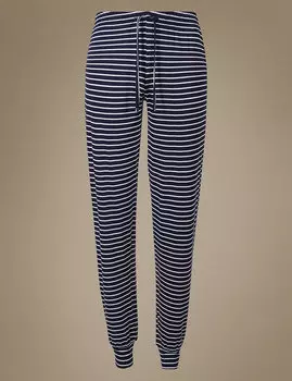 Пижамные брюки в полоску с манжетом
