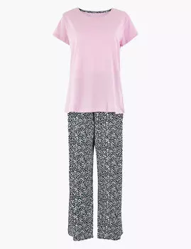 Пижамный комплект из чистого хлопка с цветочным принтом