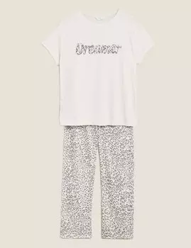 Пижамный комплект из чистого хлопка с животным принтом