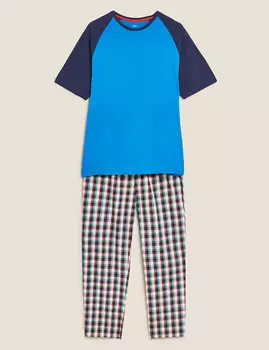 Пижамный комплект из чистого хлопка в клетку