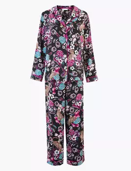 Пижамный комплект с леопардовым цветочным принтом