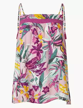 Пижамный топ на бретелях с тропическим принтом