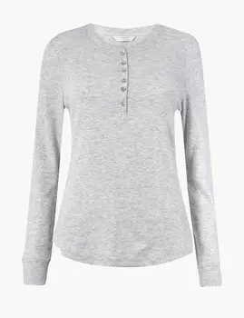 Пижамный топ с длинными рукавами в рубчик