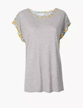 Пижамный топ с короткими рукавами и цветочным принтом