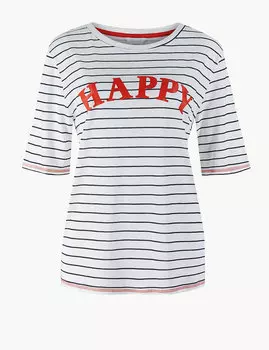 Пижамный топ с надписью HAPPY