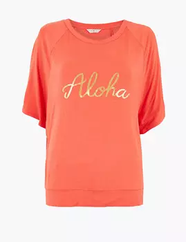 Пижамный топ с слоганом Aloha