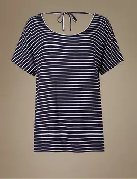 Пижамный топ в полоску с коротким рукавом