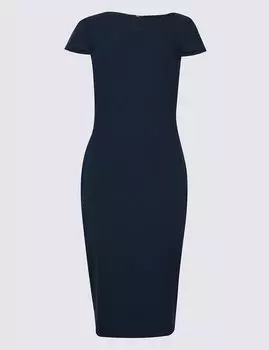 Платье-бодикон с квадратным вырезом и разрезом сзади